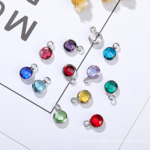 Silver Metal 12 Month Zodiac Glass Crystal Birthstone Pendant Charms Jewelry Making Accessories for Bracelet Necklace